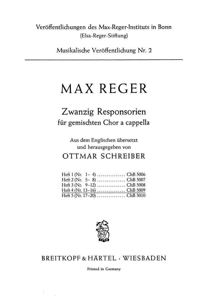 Zwanzig Responsorien, Heft 4